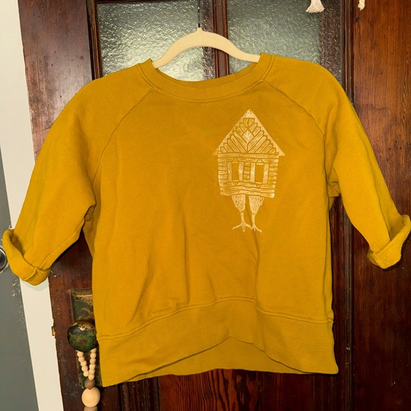 Jackson Rowe Tops - 💯 % cotton mustard short sleeve sweat top with Baga Yaga stamped on size small